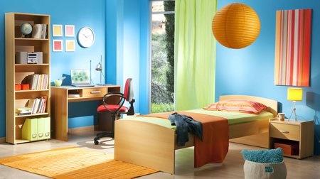 orange and blue room